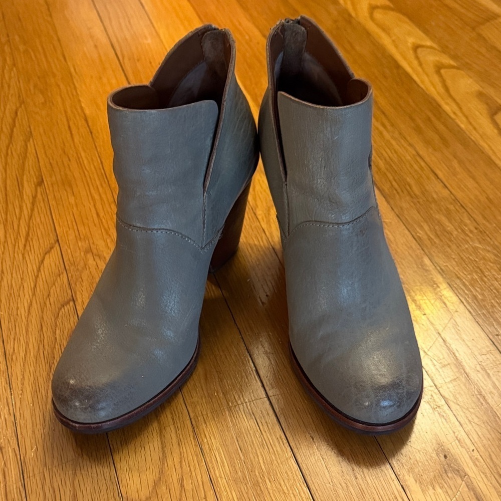 Kork-Ease Gray Leather Ankle Boots
